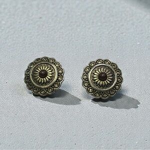 Gold-Tone Western Concho Stud‎ Earrings